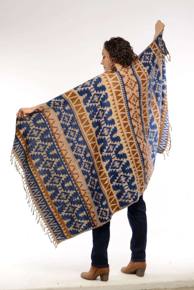 Woman wearing aztec Kerala Scarf, incredibly airy and lightweight
