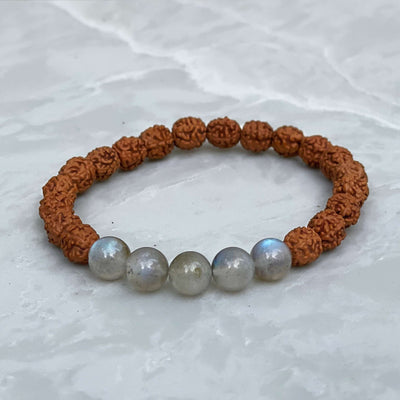 Labradorite and rudkraksha bracelet, stone of magic, excellent for awakening one's inner spirit